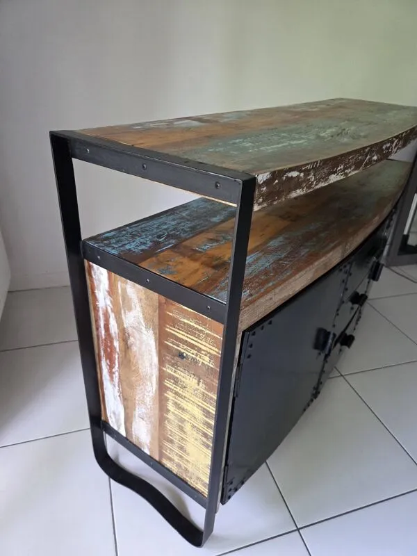 Illustration numéro 4 du produit Buffet en bois de récupération laqué Multicolore INDUSTRIAL