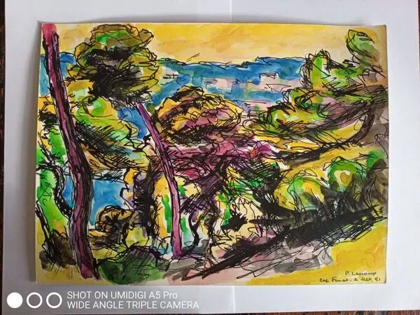 Illustration numéro 4 du produit Pierre Lacroux (1909- 1993) Gouache sur papier 24 x 32 cm -Cap-Ferrat (320)