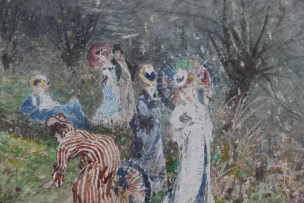 Illustration numéro 4 du produit Octave Alfred SAUNIER Aquarelle Ecole de Barbizon 1877