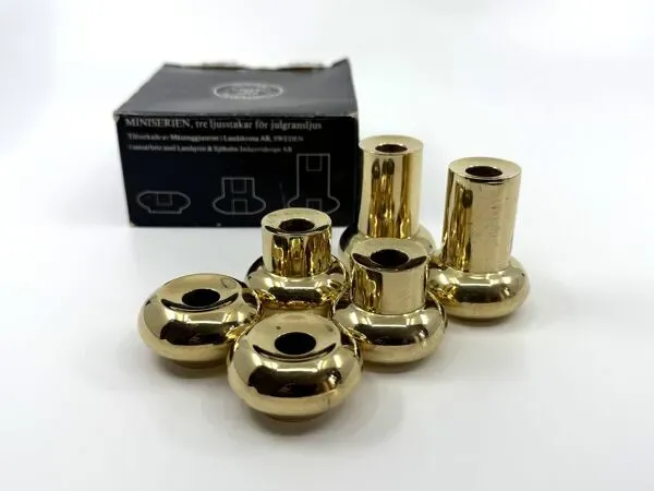 Illustration numéro 4 du produit 6 petits bougeoirs en laiton • Landskrona Mässing • Suède • Circa 1978