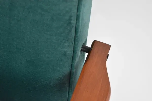 Illustration numéro 4 du produit Fauteuil vintage ''Fox'' - designer H. Lis, années 1970, velours vert bouteille