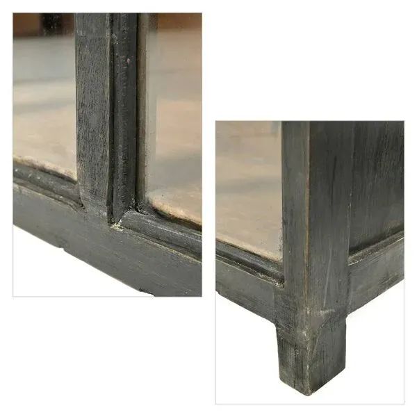 Illustration numéro 4 du produit Coffre vitré en bois patiné (44 x 120 x 25cm)