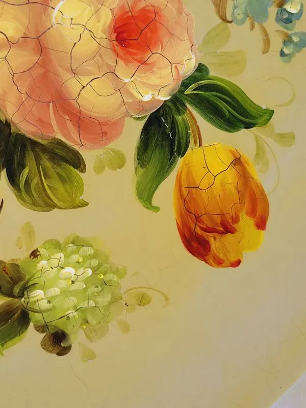 Illustration numéro 4 du produit Plateau En Tôle Peinte Napoléon III Métal Peint Décor Floral Diamètre 44,5