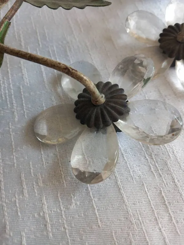 Illustration numéro 4 du produit Paire d’appliques murales italiennes Florentine  tole et verre