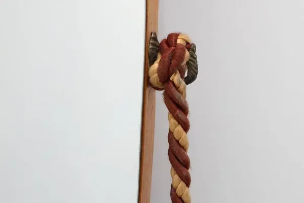 Illustration numéro 4 du produit Miroir triangulaire organique vintage avec dos en bois, Belgique années 1960