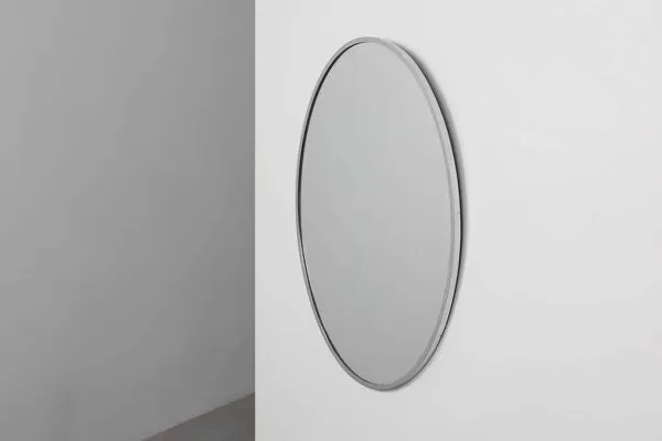 Illustration numéro 4 du produit Miroir en métal nickelé ovale Art Déco, Belgique, vers 1925