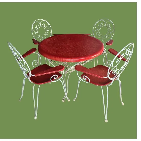 Illustration numéro 4 du produit salon de jardin 1950 -fer forgé & fibre de verre- 5 pièces