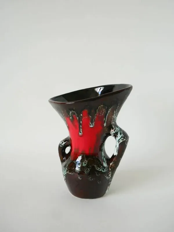 Illustration numéro 4 du produit Vase en céramique, marron & rouge, 1970