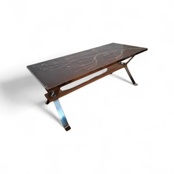 Illustration numéro 4 du produit Table Basse Vintage Adri – Céramique & Chrome – Design Belge 70s