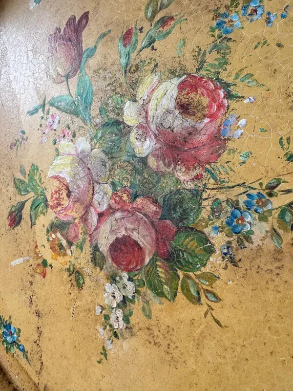 Illustration numéro 4 du produit Ancien et grand plateau en tôle peint/ fin XIXeme