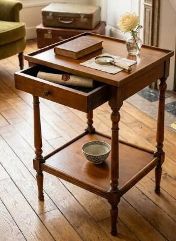 Illustration numéro 4 du produit Table d'appoint de style Louis Philippe en bois patiné