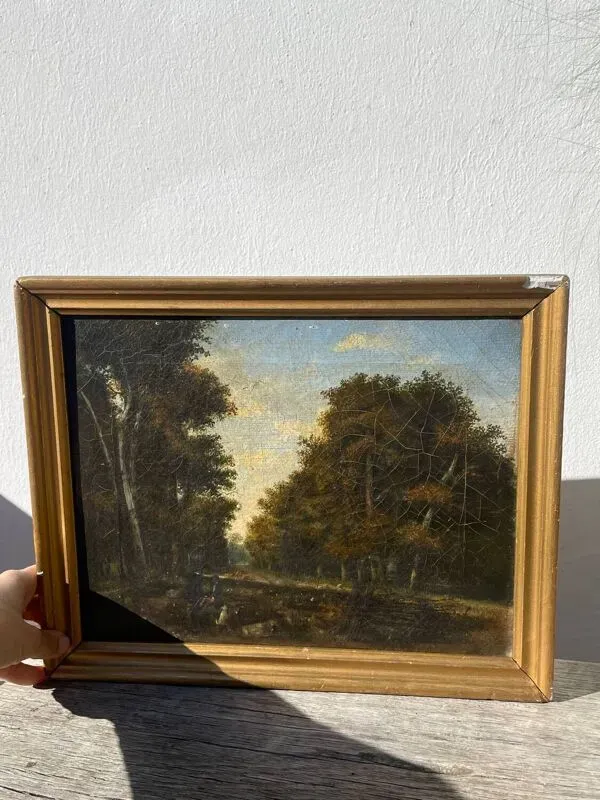 Illustration numéro 4 du produit Tableau ancien école de Barbizon signé / huile sur toile signée