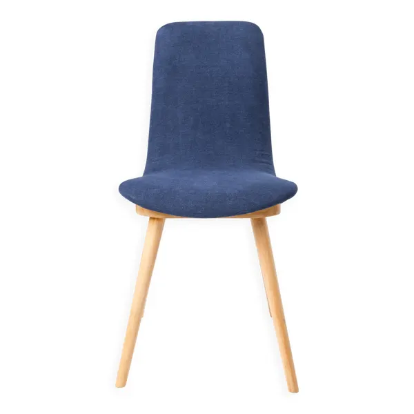 Illustration numéro 4 du produit Chaise vintage bleu marine milieu du siècle, fabriqué par Fameg Factory en Pologne, années 1960