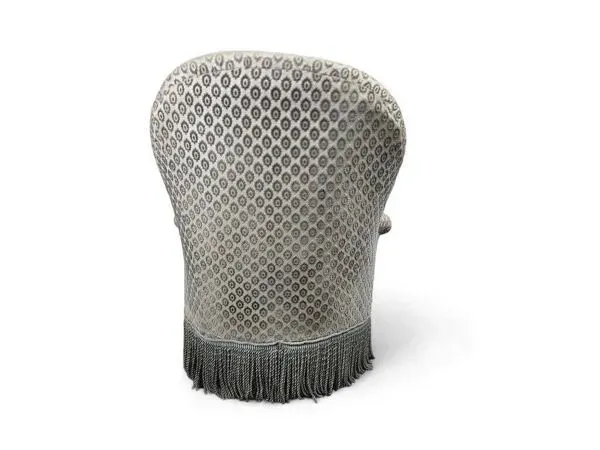 Illustration numéro 4 du produit Fauteuil crapaud vintage en tissu gris