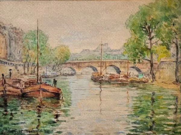Illustration numéro 4 du produit Aquarelle impressionniste - andré beronneau - paris la seine - 1920