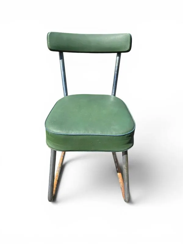 Illustration numéro 4 du produit Chaise vintage en skaï vert et tube métal, années 60
