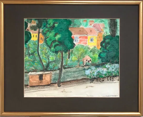 Illustration numéro 4 du produit Rudolf möller 1881-1967.les maisons,1930.gouache.sbd.30x40.cadre