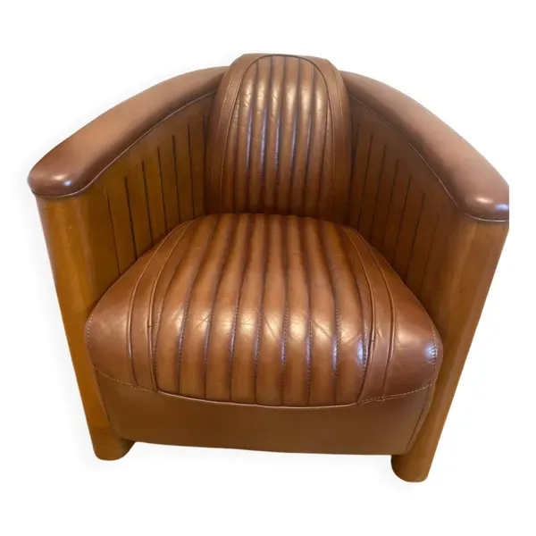 Illustration numéro 4 du produit Fauteuil club cuir marron