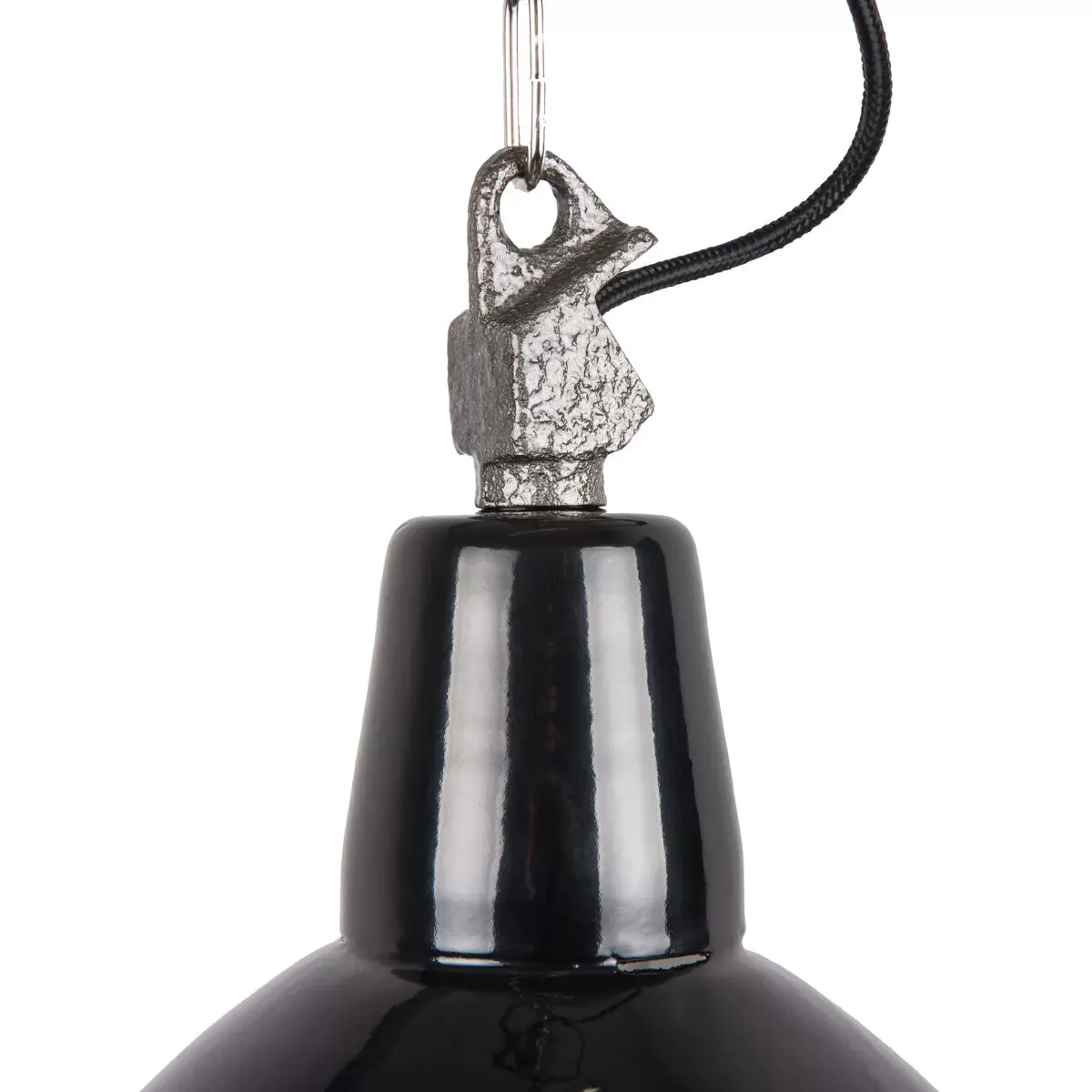 Illustration numéro 4 du produit Lampe industrielle en émail de Pologne, couleur noire, 1960