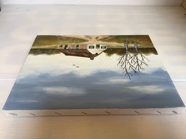 Illustration numéro 4 du produit Petit tableau paysage de campagne huile sur toile