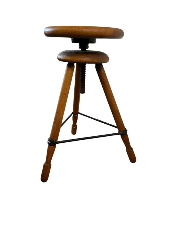 Illustration numéro 4 du produit Tabouret d'atelier vintage industriel en bois