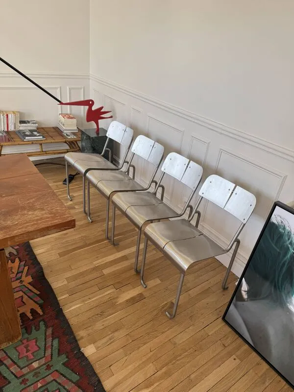 Illustration numéro 4 du produit Chaises Architecturales Postmodernes en Acier Inoxydable, France, 1980