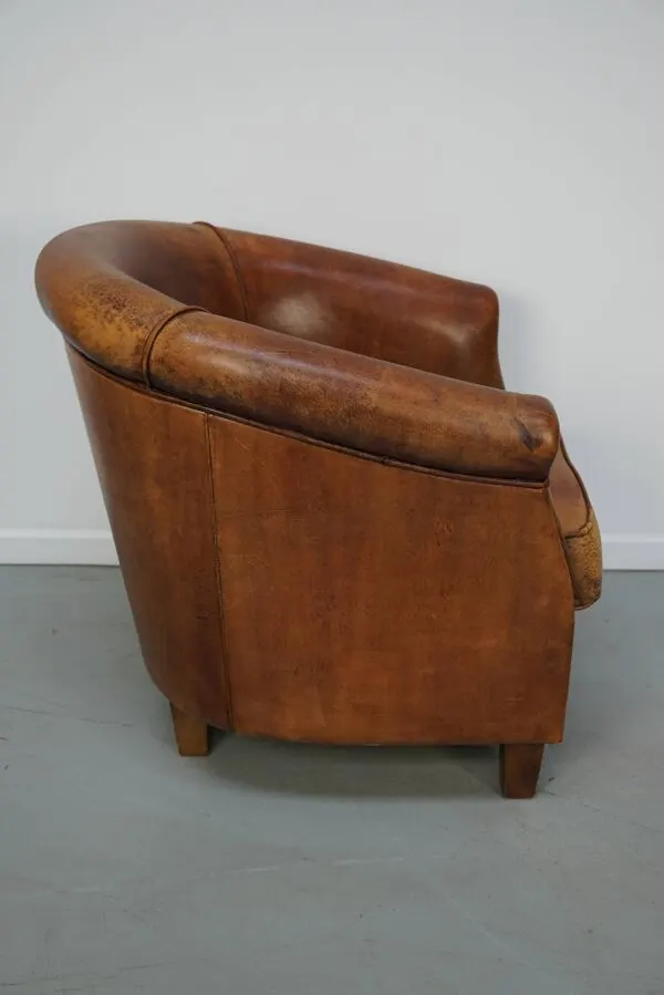 Illustration numéro 4 du produit Fauteuil club néerlandais vintage en cuir cognac