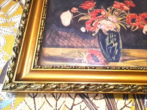 Illustration numéro 4 du produit Peinture jack aquarelle nature morte france 1938 bouquet d'anémones