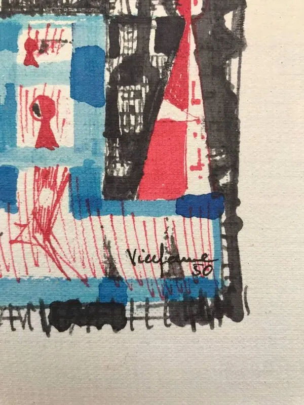 Illustration numéro 4 du produit Composition,1950.encre et aquarelle jean-pierre vielfaure 1930-2015.