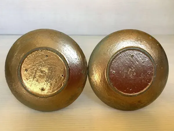 Illustration numéro 4 du produit Duo de bougeoirs en bois vert doré