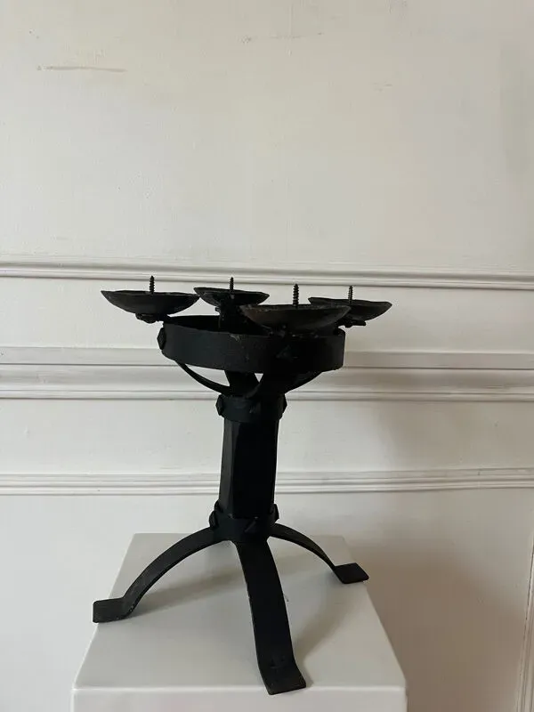 Illustration numéro 4 du produit Chandelier brutaliste fer forgé ancien