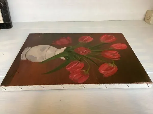 Illustration numéro 4 du produit Tableau bouquet de tulipes, huile sur toile signée