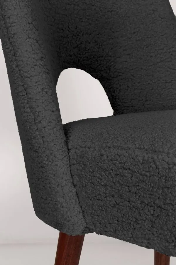 Illustration numéro 4 du produit Chaise 'Shell' en bouclé gris foncé, années 1960