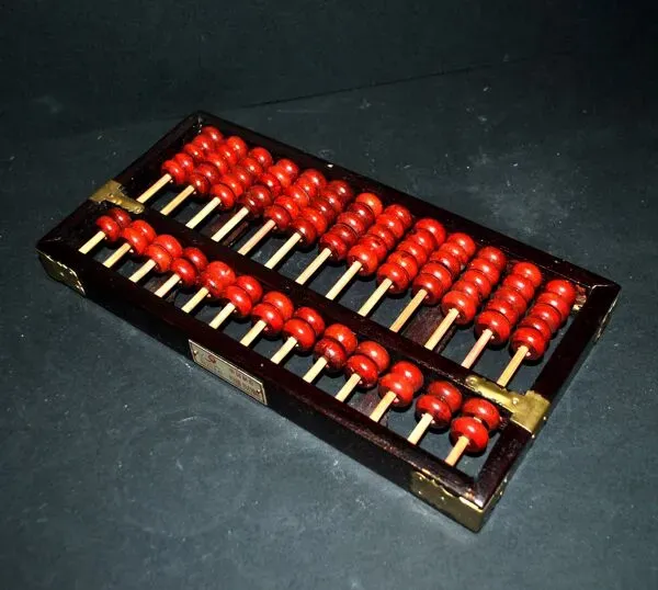 Illustration numéro 4 du produit Boulier chinois abaque vintage en bois – Curiosité Chine écolier comptabilité