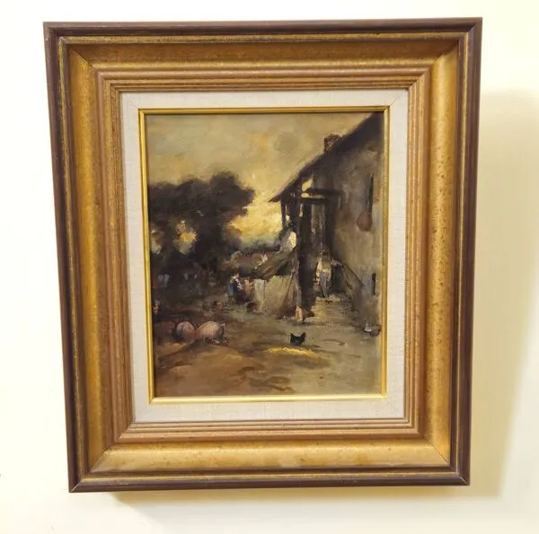 Illustration numéro 4 du produit École française – d’après Auguste Boulard – Scène de ferme animée – Huile