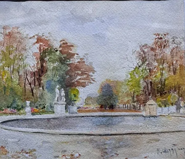 Illustration numéro 4 du produit Aquarelle impressionniste signée Raymond CHARMAISON - Ecole française - PARIS - circa 1920