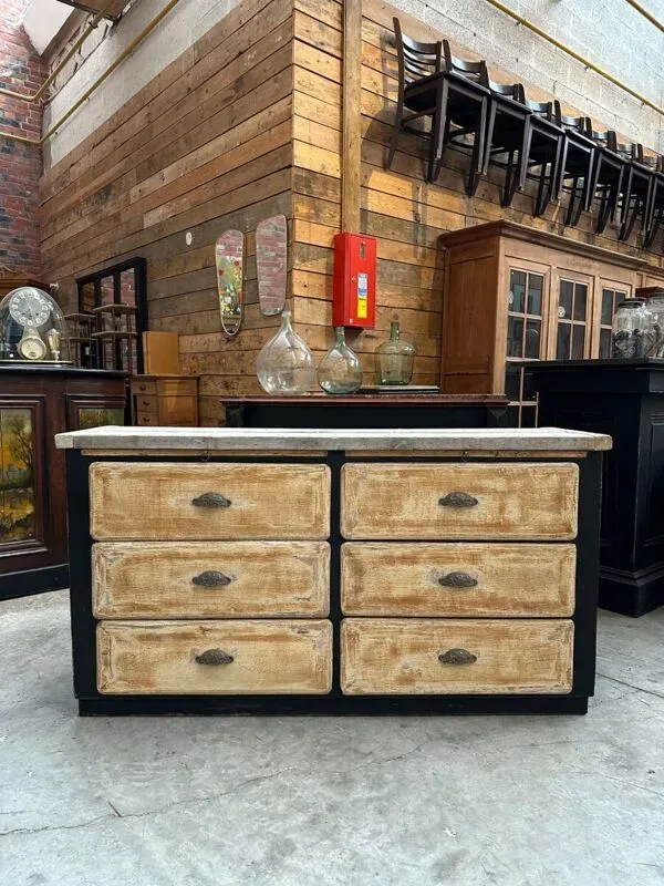 Illustration numéro 4 du produit Ancien meuble de métier 6 tiroirs