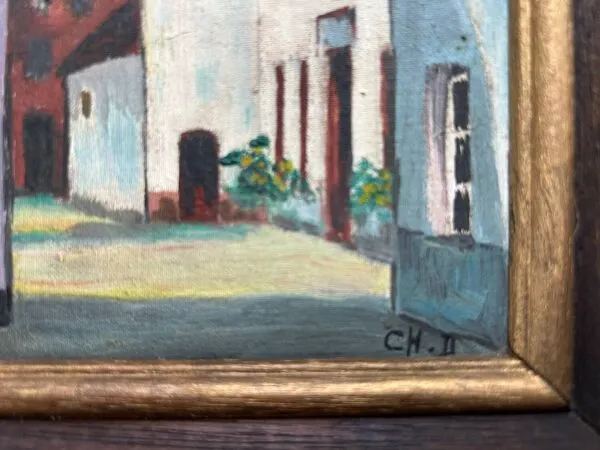 Illustration numéro 4 du produit La Ferme, École Belge XXe, huile sur toile, Ch.D