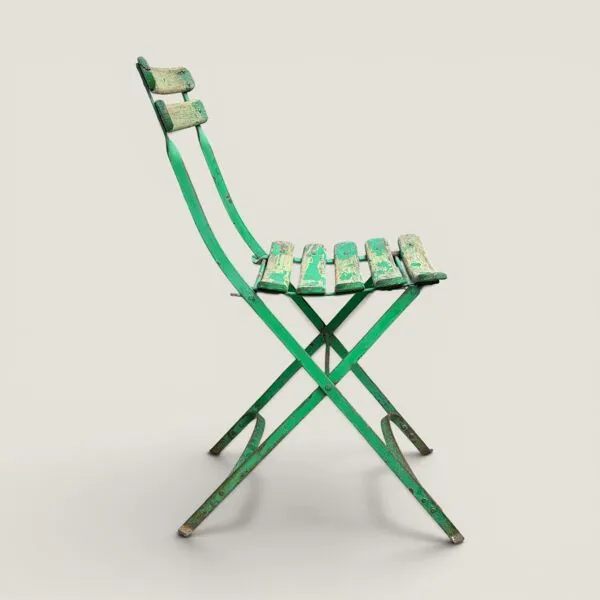 Illustration numéro 4 du produit Table et chaises bistrots guinguettes pliantes patine d’origine 1930
