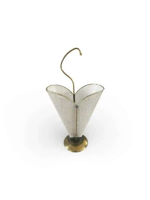 Illustration numéro 4 du produit Porte-parapluie en métal rigitulle et laiton années 50