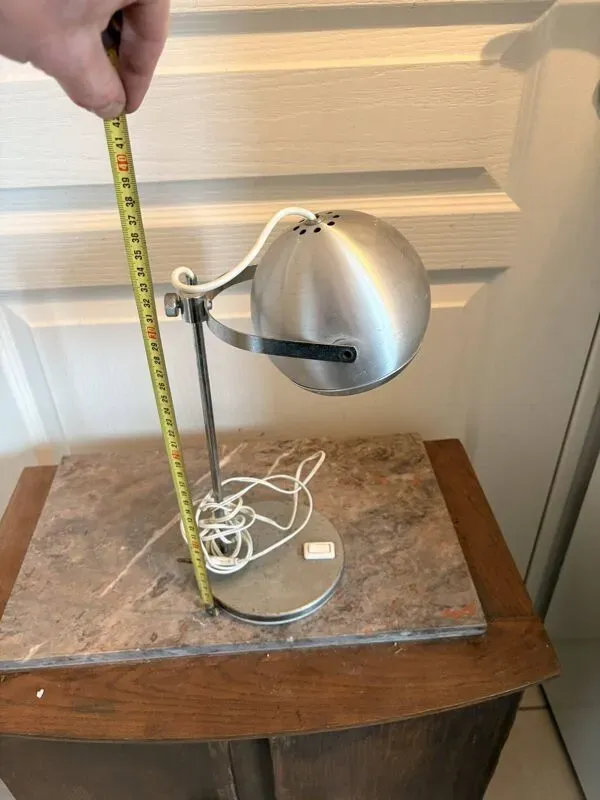 Illustration numéro 4 du produit Ancien Lampe Vintage Rétro Industrielle Métal Argenté Eyeball