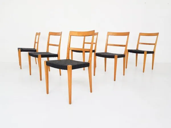 Illustration numéro 4 du produit Ensemble de 6 chaises de salle à manger vintage Bruno Mathsson Mimat Mi401, Suède 1932