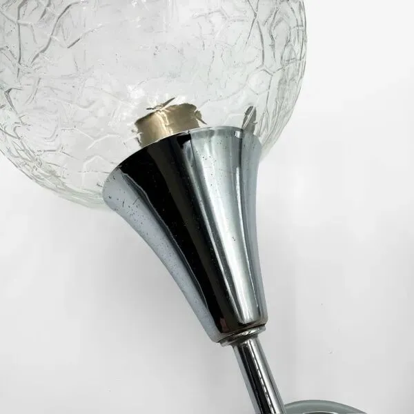 Illustration numéro 4 du produit Paire d'appliques Space Age verre craquelé et chrome