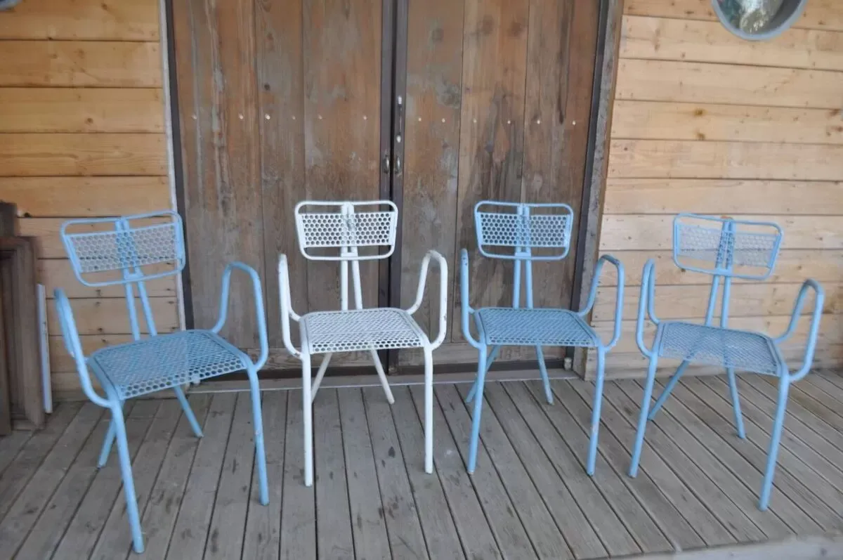 Illustration numéro 4 du produit Ensemble de 4 fauteuils ''radar'' par rene malaval circa 40's