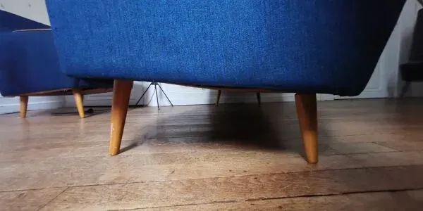 Illustration numéro 4 du produit Duo 1 canapé daybed 1 fauteuil club année 50 60 bleu