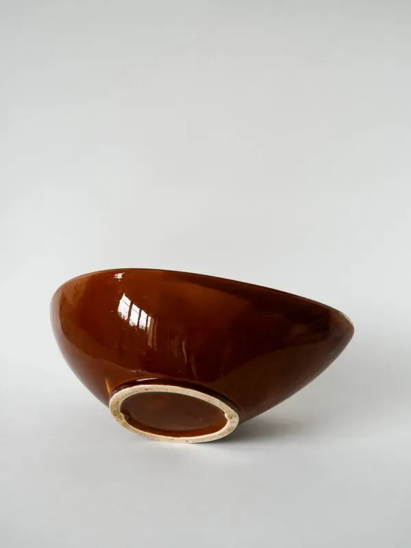 Illustration numéro 4 du produit Grande coupe en céramique marron et colorée, design, 1970