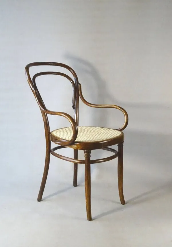 Illustration numéro 4 du produit Fauteuil bistrot canné N°14 , par Hofmann 1895, Art nouveau .