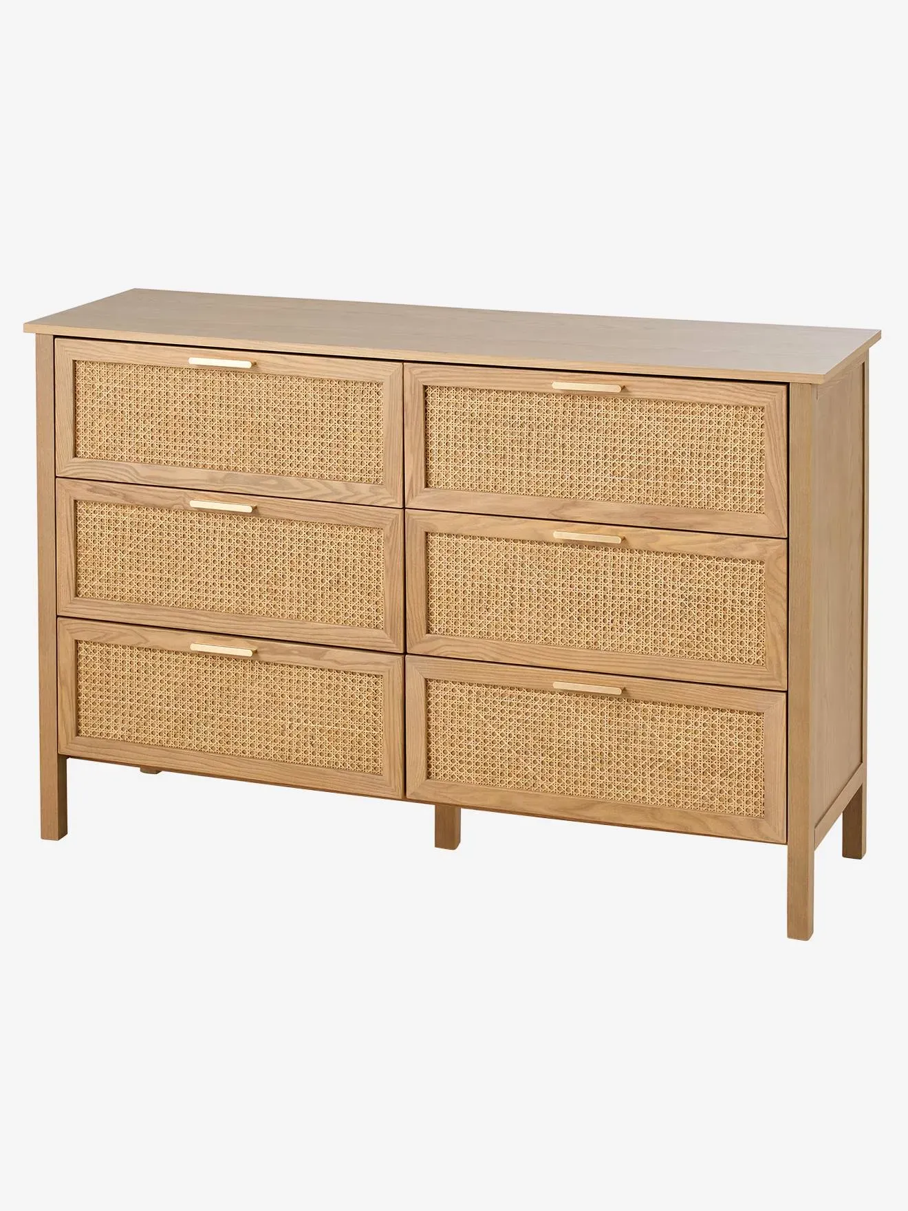 Illustration numéro 4 du produit Commode double cannage avec 6 tiroirs, profondeur 42cm bois