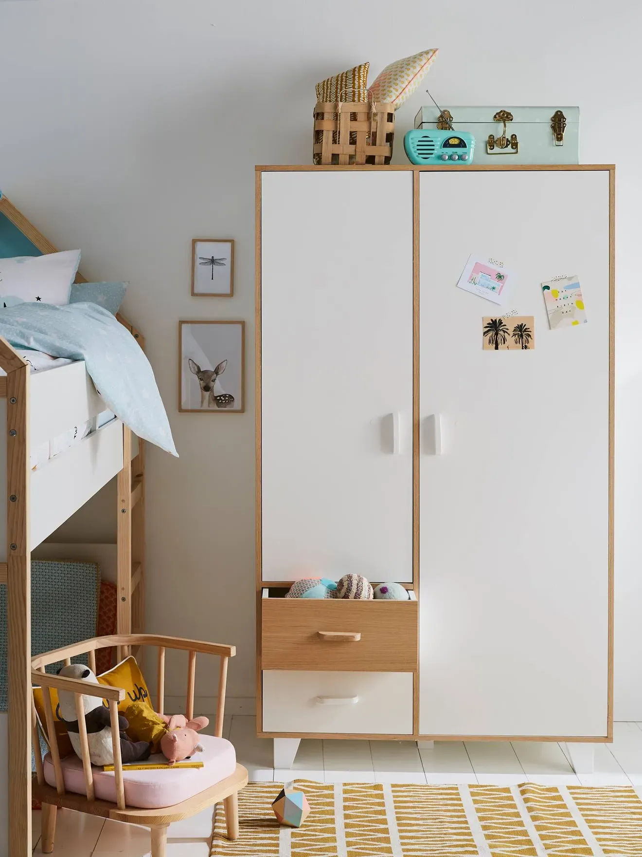 Illustration numéro 4 du produit Armoire 2 portes + 2 tiroirs HOPLA blanc