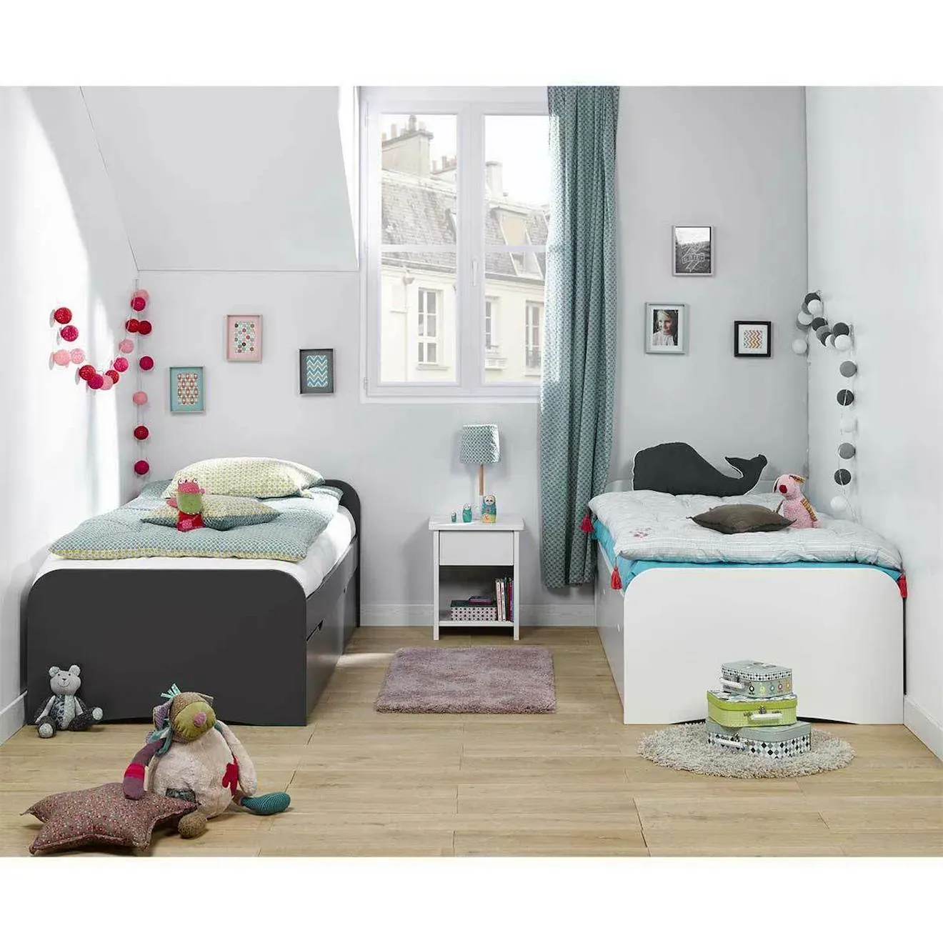 Illustration numéro 4 du produit Lit Gigogne Bois Massif Thais Blanc